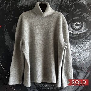 The ROW Cashmere LUXURIOUS THICK GREY MELANGE TURTLENECK XL
